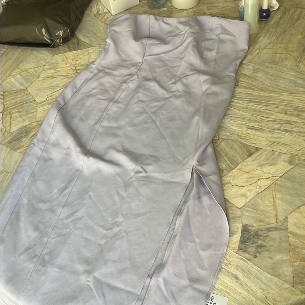ASOS Gray Strapless Sheath Cocktail Dress